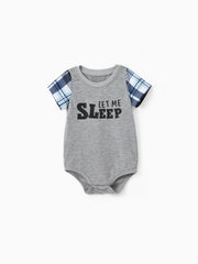 Let Me Sleep Print Family Pajama Set With Plaid Shorts