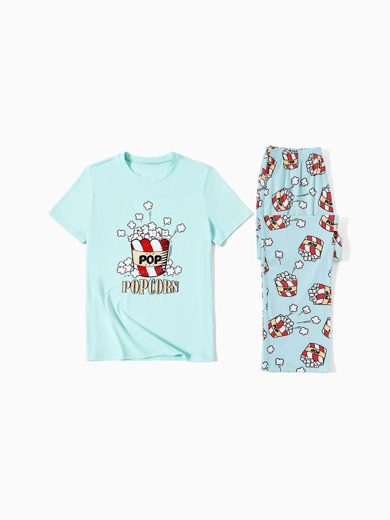 Weihnachts-Familienpyjama-Set mit Popcorn-Print