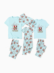 Weihnachts-Familienpyjama-Set mit Popcorn-Print