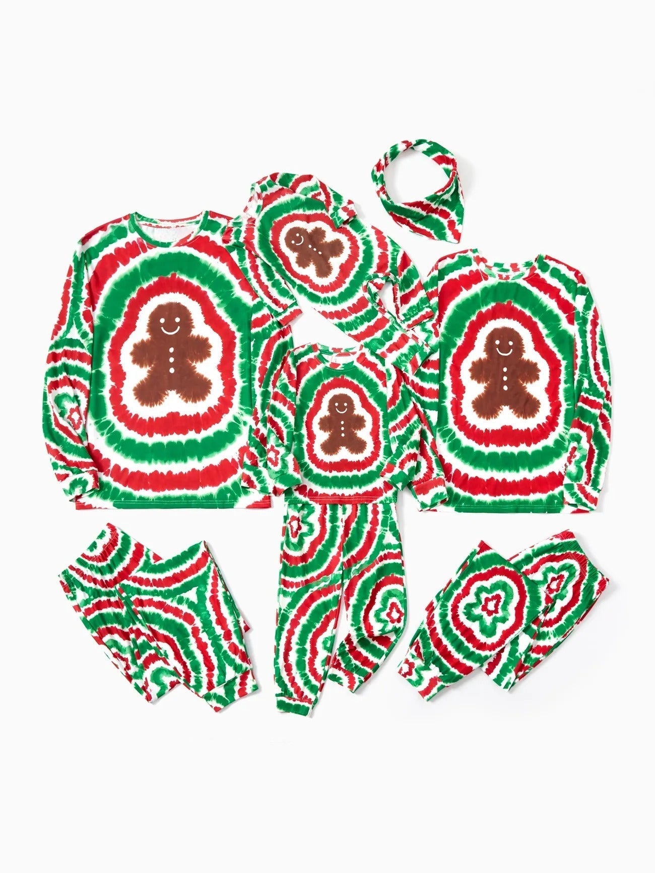 Christmas Tie Dye Gingerbread Man Family Pajamas Set