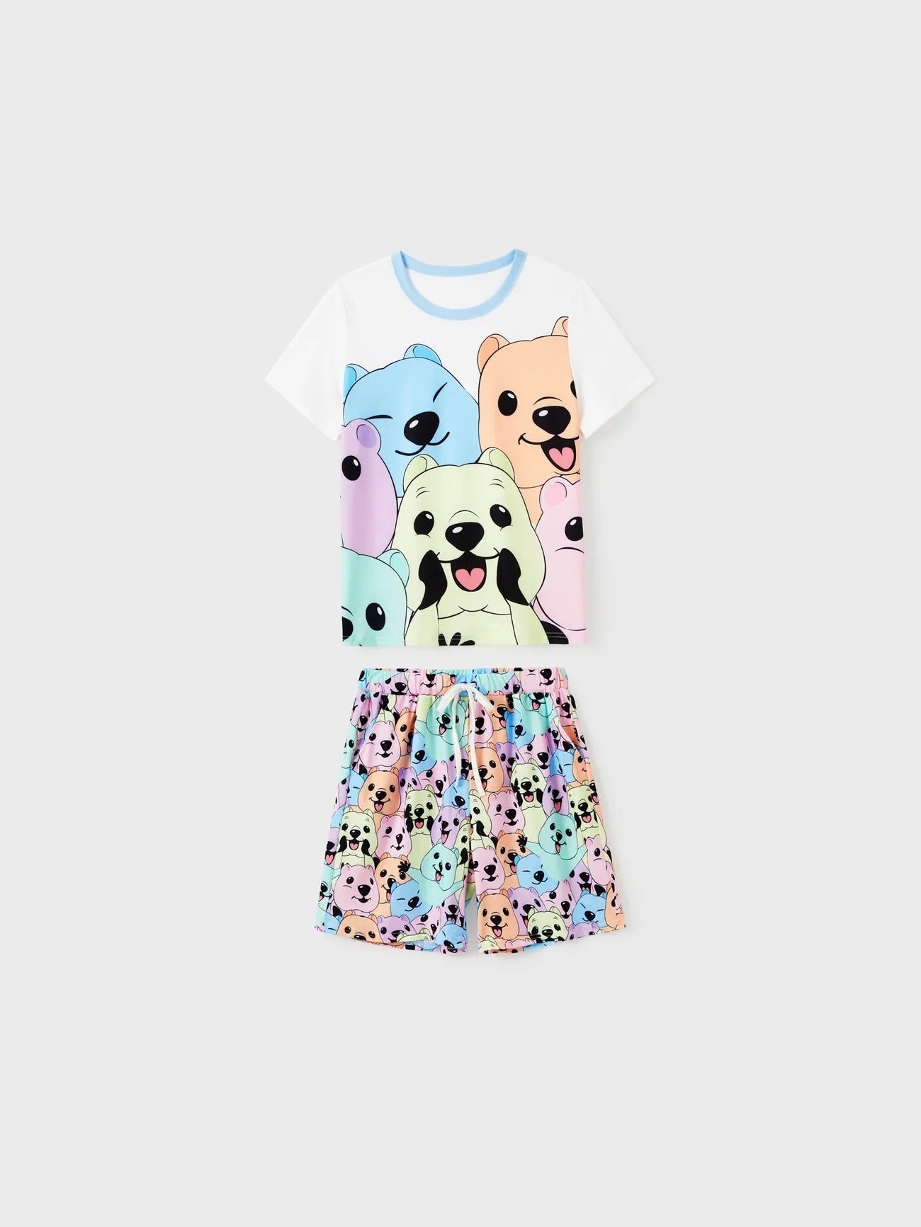 Conjunto de pijama familiar a juego con estampado de oso sonriente