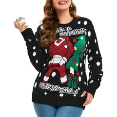 Suéter navideño festivo con estampado festivo divertido