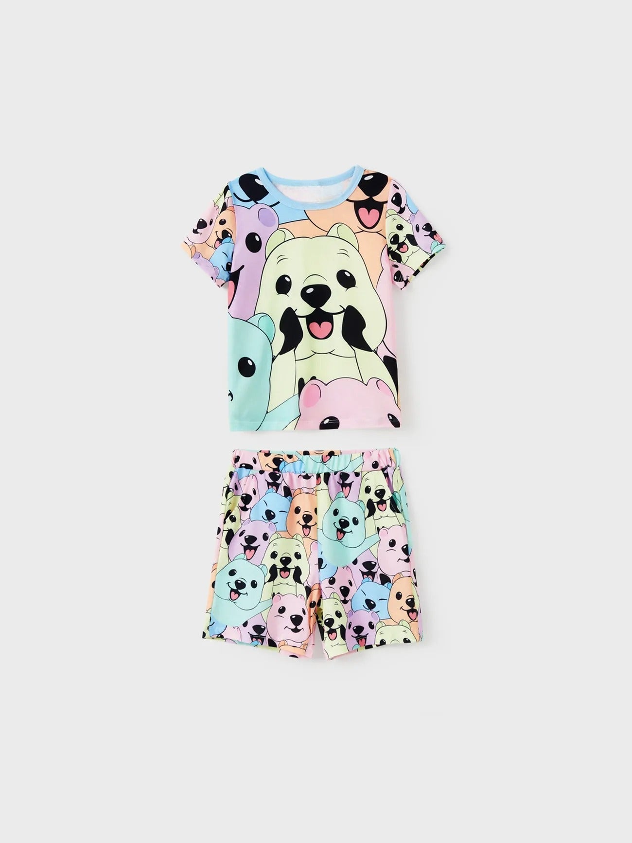 Conjunto de pijama familiar a juego con estampado de oso sonriente