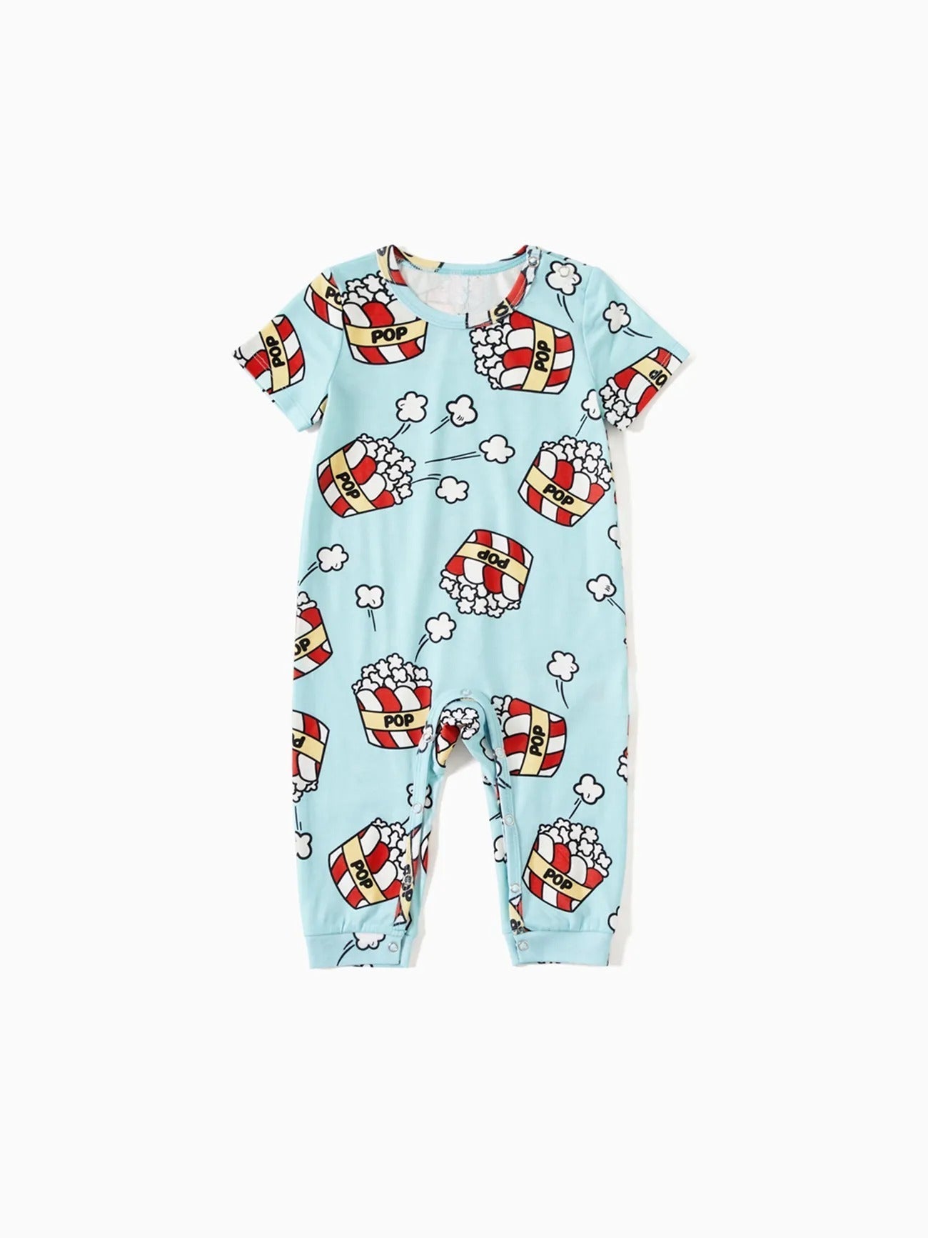 Weihnachts-Familienpyjama-Set mit Popcorn-Print