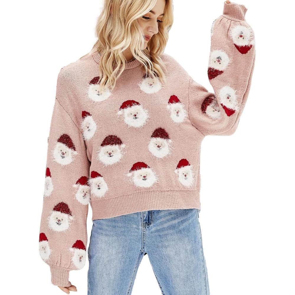 Cheerful Knitted Sweater With A Christmas Holiday Theme