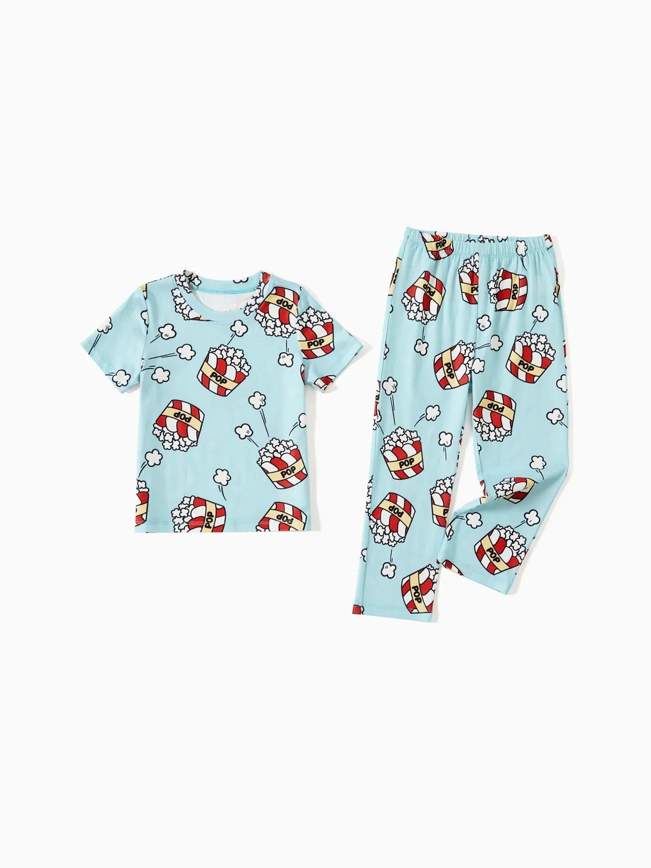 Conjunto de pijama familiar con estampado de palomitas de maíz navideñas