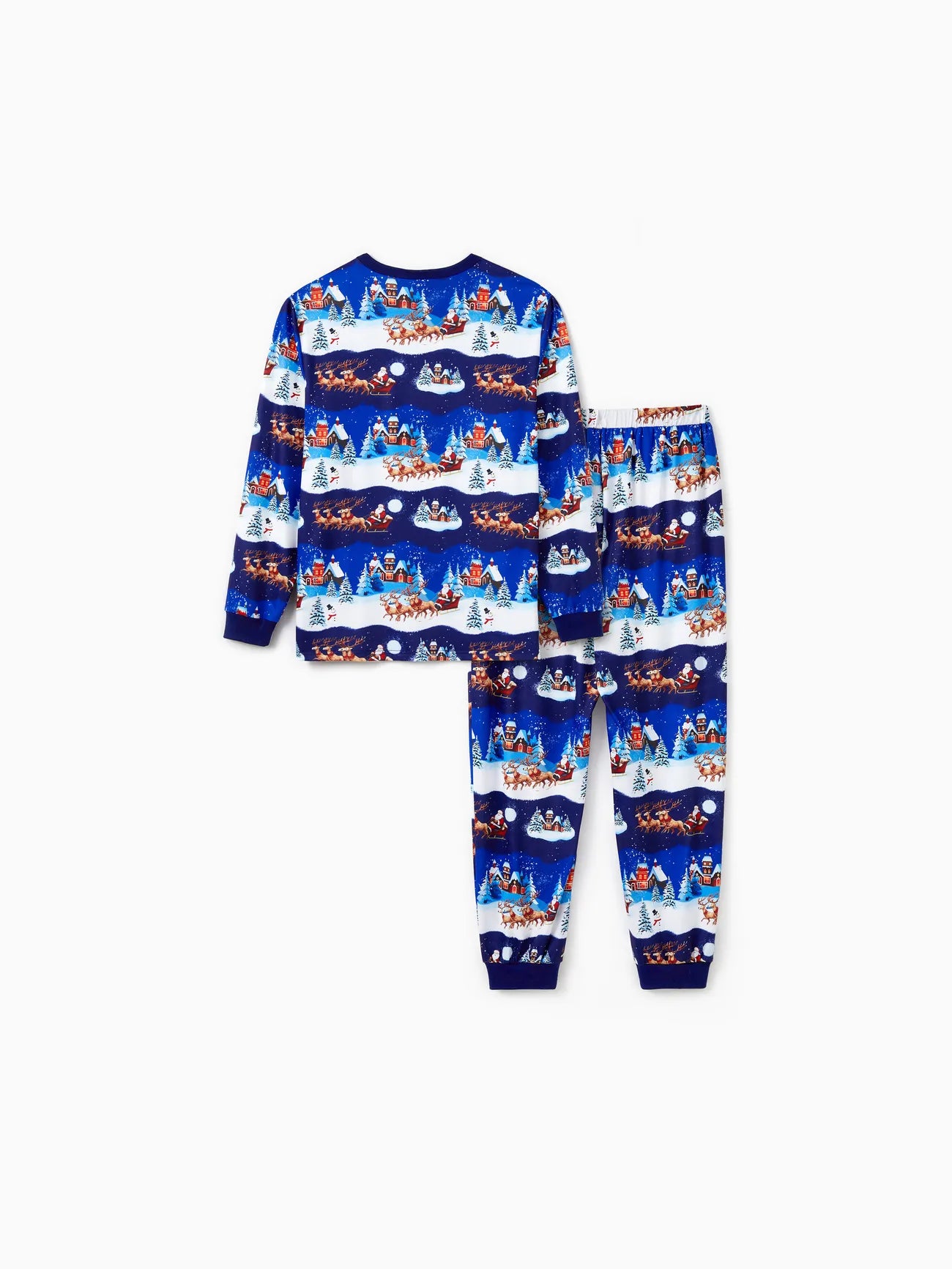 Passendes Familien-Pyjama-Set mit Weihnachtsmannschlitten und Rentier