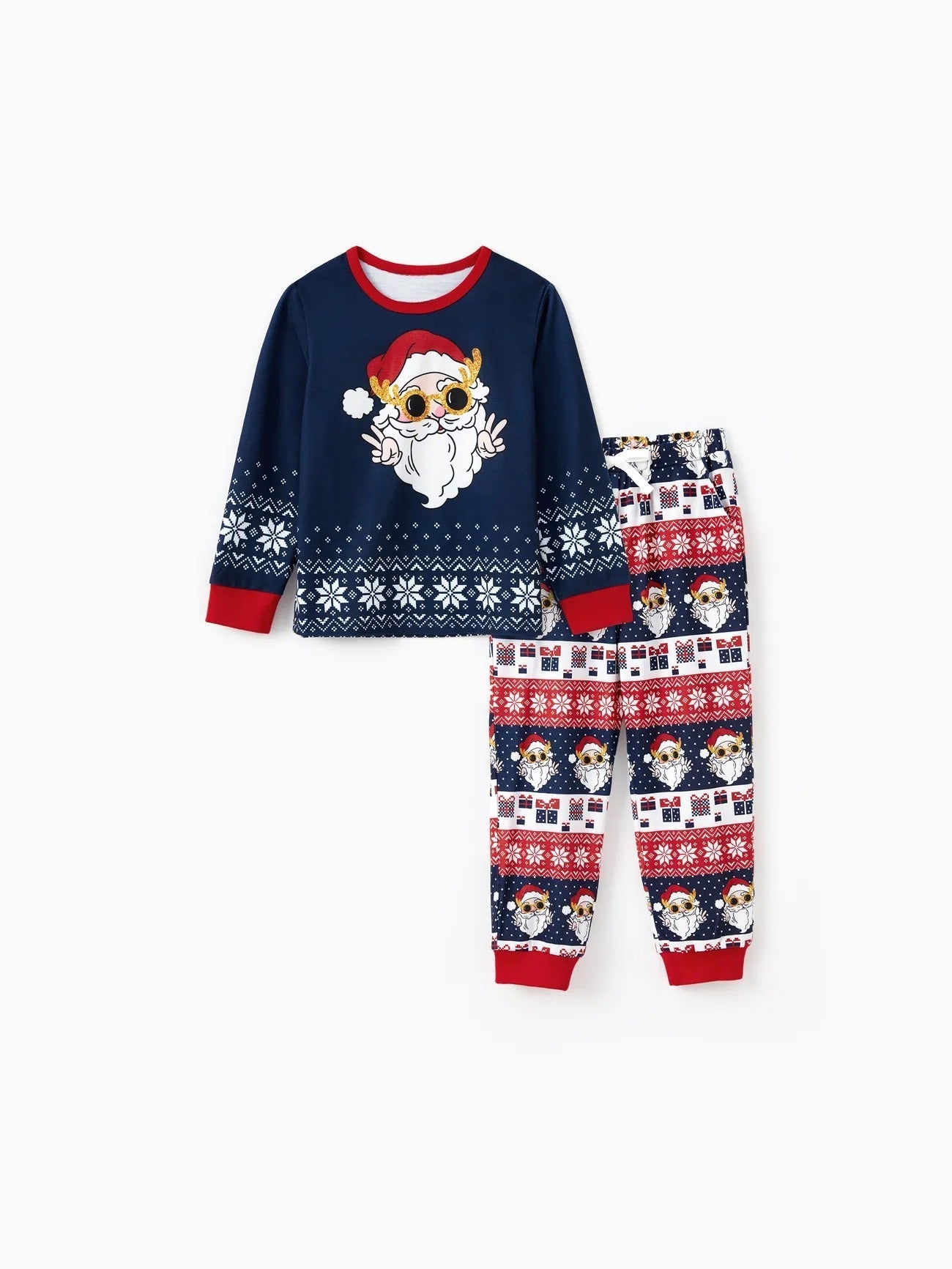 Passendes Familien-Pyjama-Set mit Weihnachtsmann-Grafik