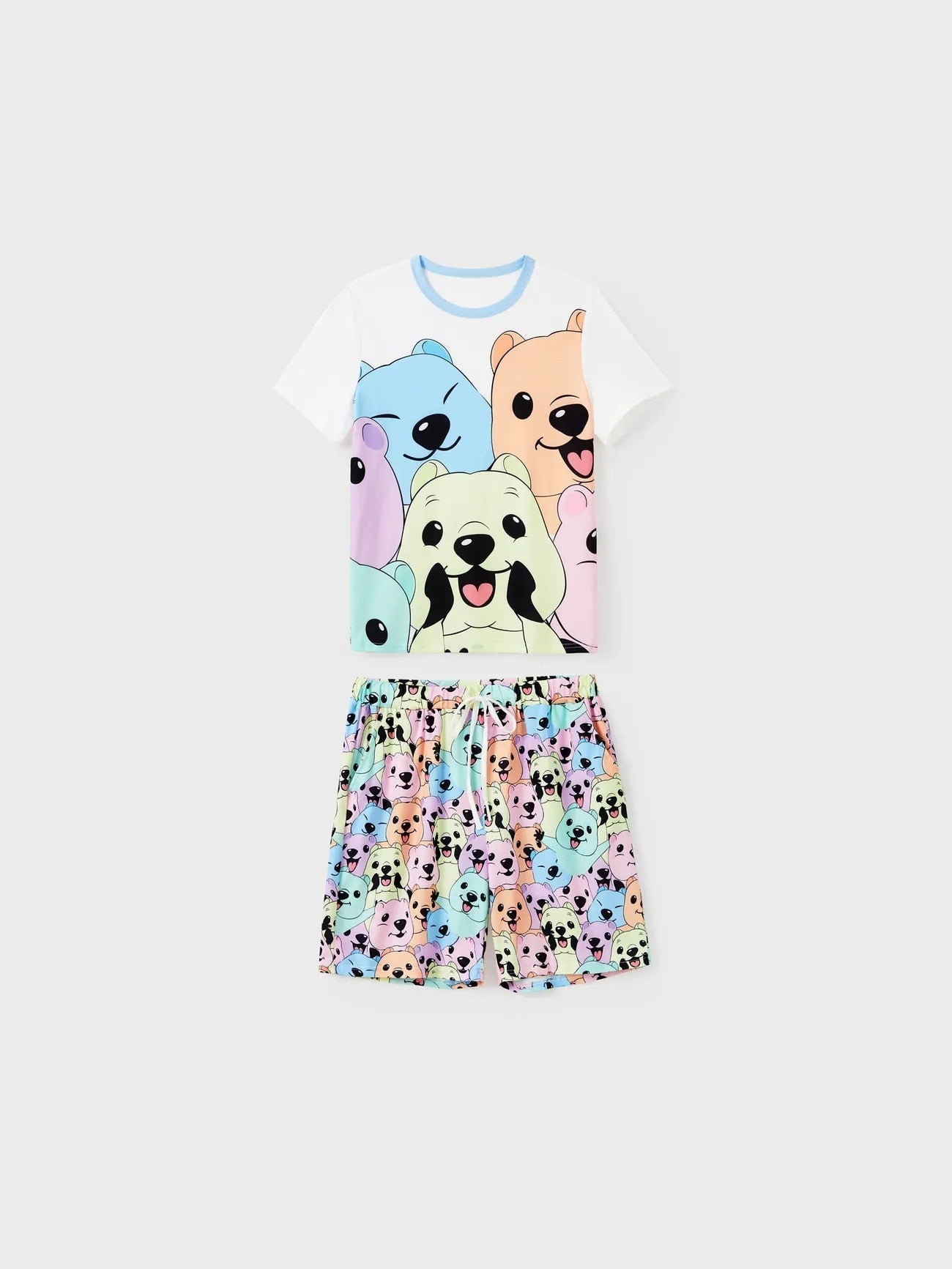 Conjunto de pijama familiar a juego con estampado de oso sonriente