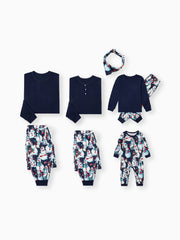 Passendes Familien-Pyjama-Set mit Schneemann-Print und langen Ärmeln