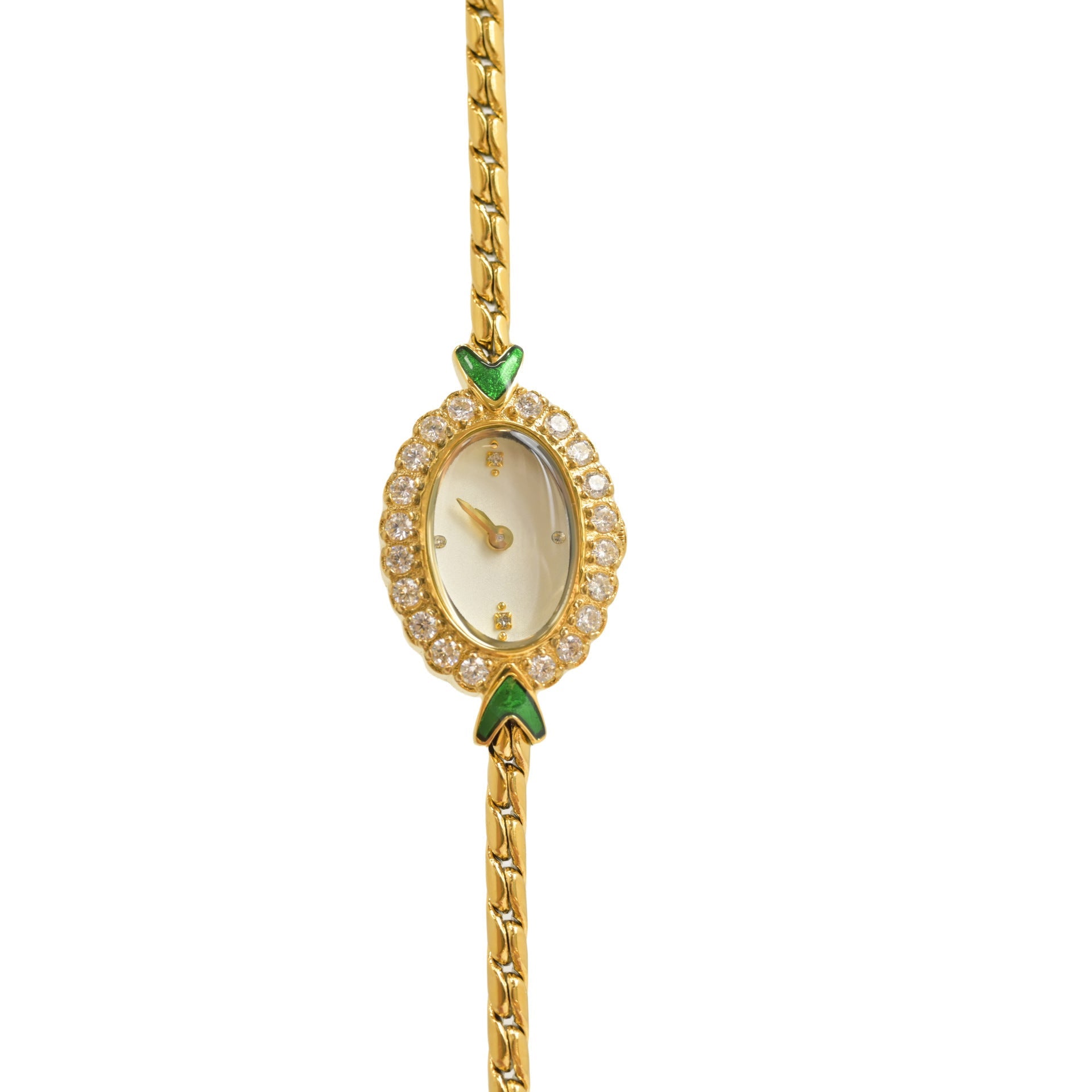 European Small Gold Watch Handmade Inlaid Rhinestone Middle Ancient