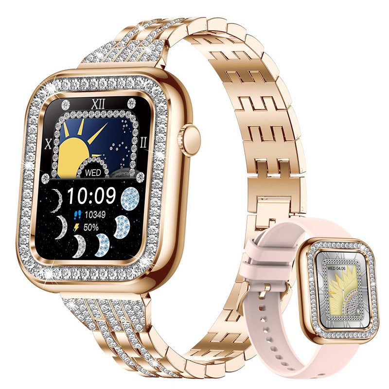 Square Women Smart Wristwatch Diamond Waterproof
