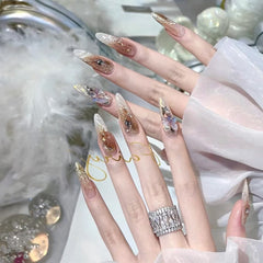 Handgemachte abnehmbare Mandel-Wear-Nagelaufkleber