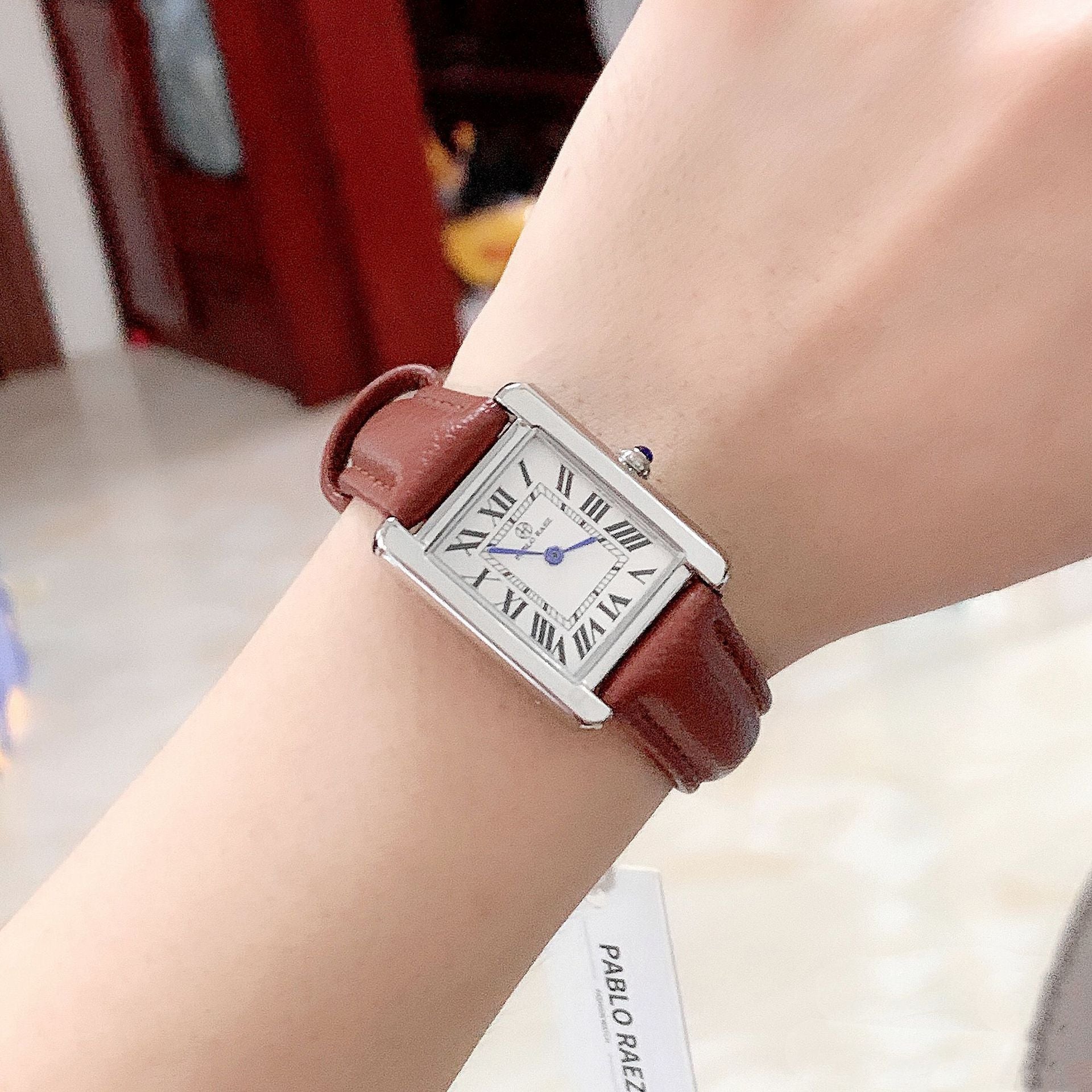 Belt Rectangular Dial Roman Scale Quartz Watch