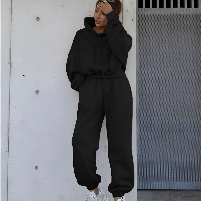 Two Piece Hooded Tracksuit Set