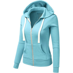 Chaqueta con capucha y cremallera con cordones