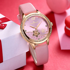 Simple And  Flower Waterproof Watch Watch
