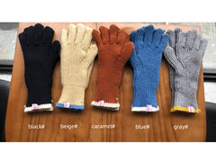 Guantes de cinco dedos de lana de punto con contraste de color