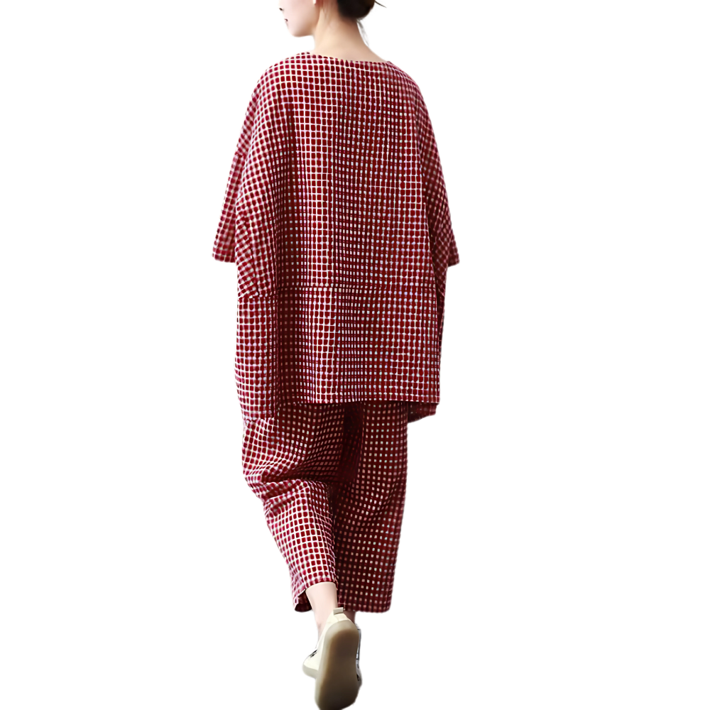 Women's Gingham Loose-Fit Loungewear Set