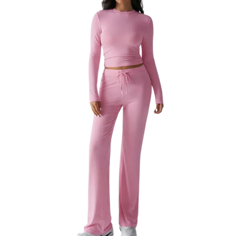 Two Piece Long Sleeve Top And Drawstring Pants Set