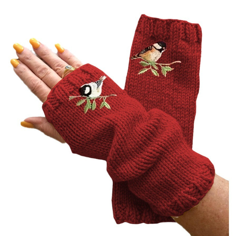 Guantes abiertos de punto cálidos de medio dedo
