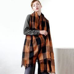 Cashmere-Feel Plaid Shawl