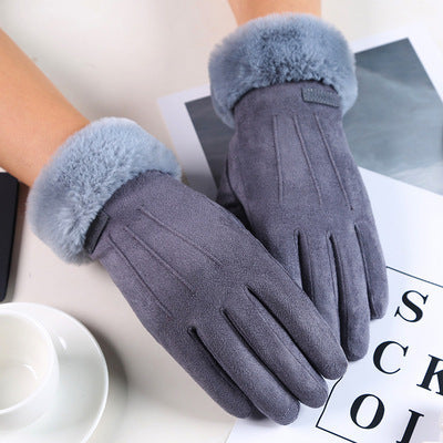 Black Fur Winter Driving Gloves Windproof And Warm Touch Screen