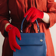 Guantes de piel auténtica para otoño-invierno, cálidos y gruesos, antideslizantes, para pantallas táctiles.