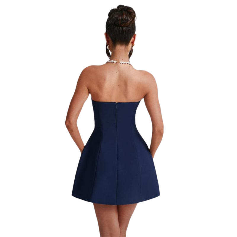 Strapless Mini Dress With Bubble Shape Skirt