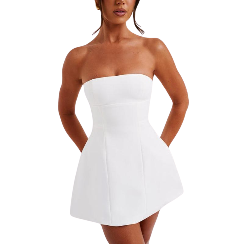 Strapless Mini Dress With Bubble Shape Skirt