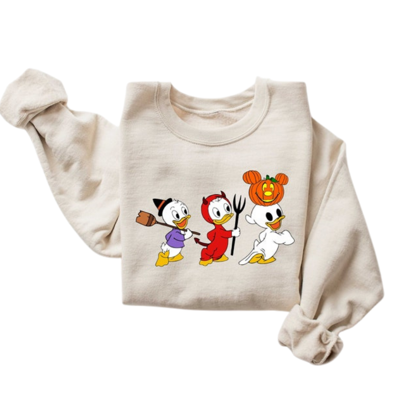 90s Retro Halloween Ducks Printed Sweatshirt