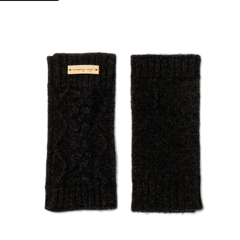 Pure Cashmere Cable Half Finger Gloves