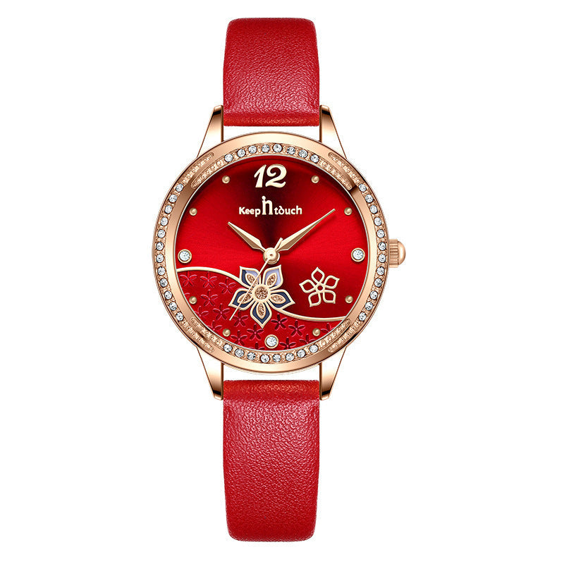 Simple And  Flower Waterproof Watch Watch