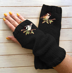 Guantes abiertos de punto cálidos de medio dedo