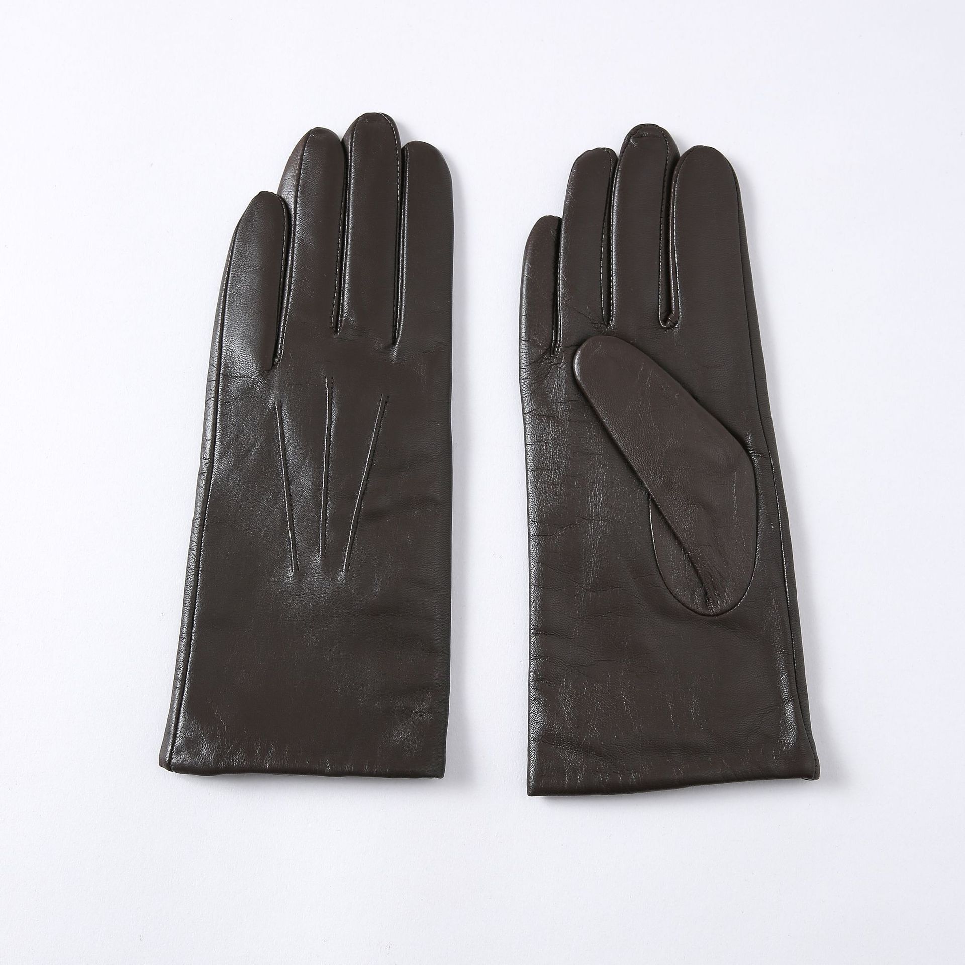 Guantes alargados de piel de cabra de lana para conducir y andar en bicicleta para mujer