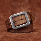 3.8CM Genuine Cowhide Leather Belt for Men with Stainless Steel Buckle