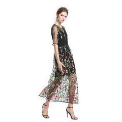Embroidered Lace Dress Two Piece Set