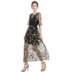 Embroidered Lace Dress Two Piece Set