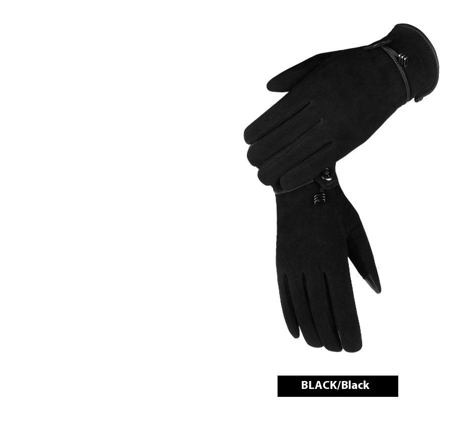Guantes de piel auténtica para otoño-invierno, cálidos y gruesos, antideslizantes, para pantallas táctiles.