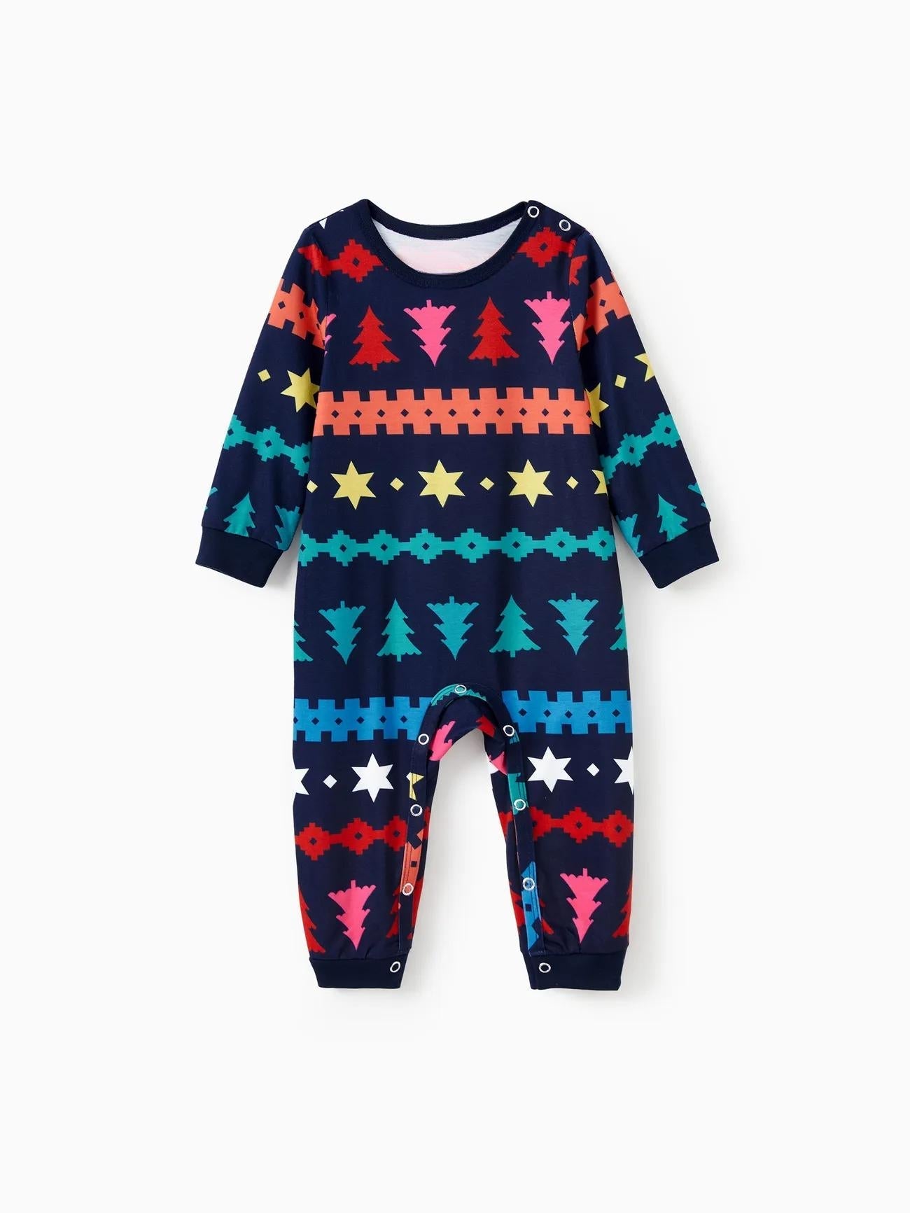 Conjunto de pijama navideño familiar a juego con árbol de Navidad y estrella Fair Isle 