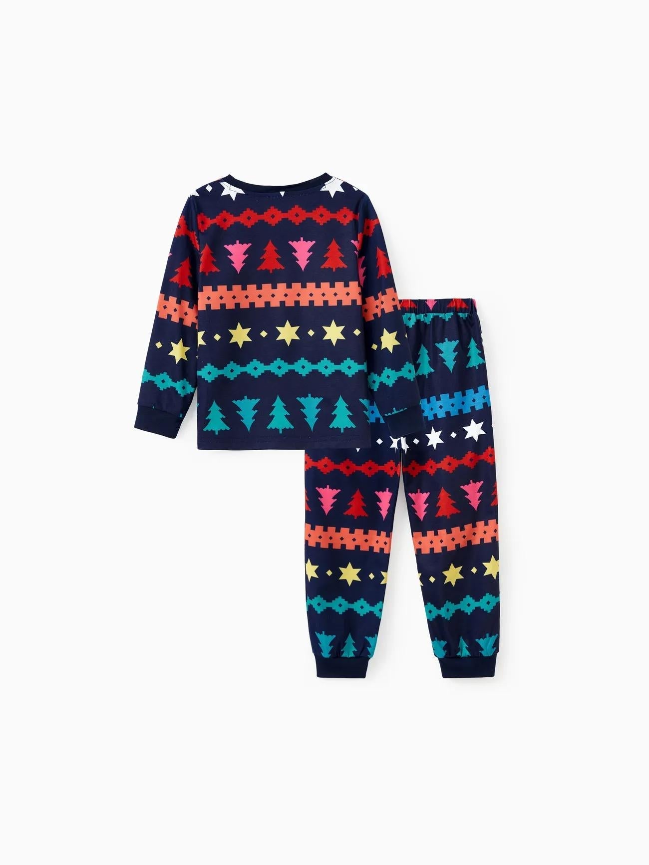 Conjunto de pijama navideño familiar a juego con árbol de Navidad y estrella Fair Isle 