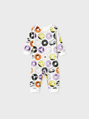 Halloween Familien-Pyjama-Set mit Funky Donuts-Print und Taschen 
