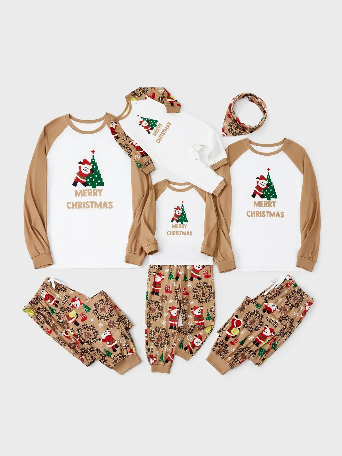 Conjunto de pijama familiar a juego de Feliz Navidad y Papá Noel