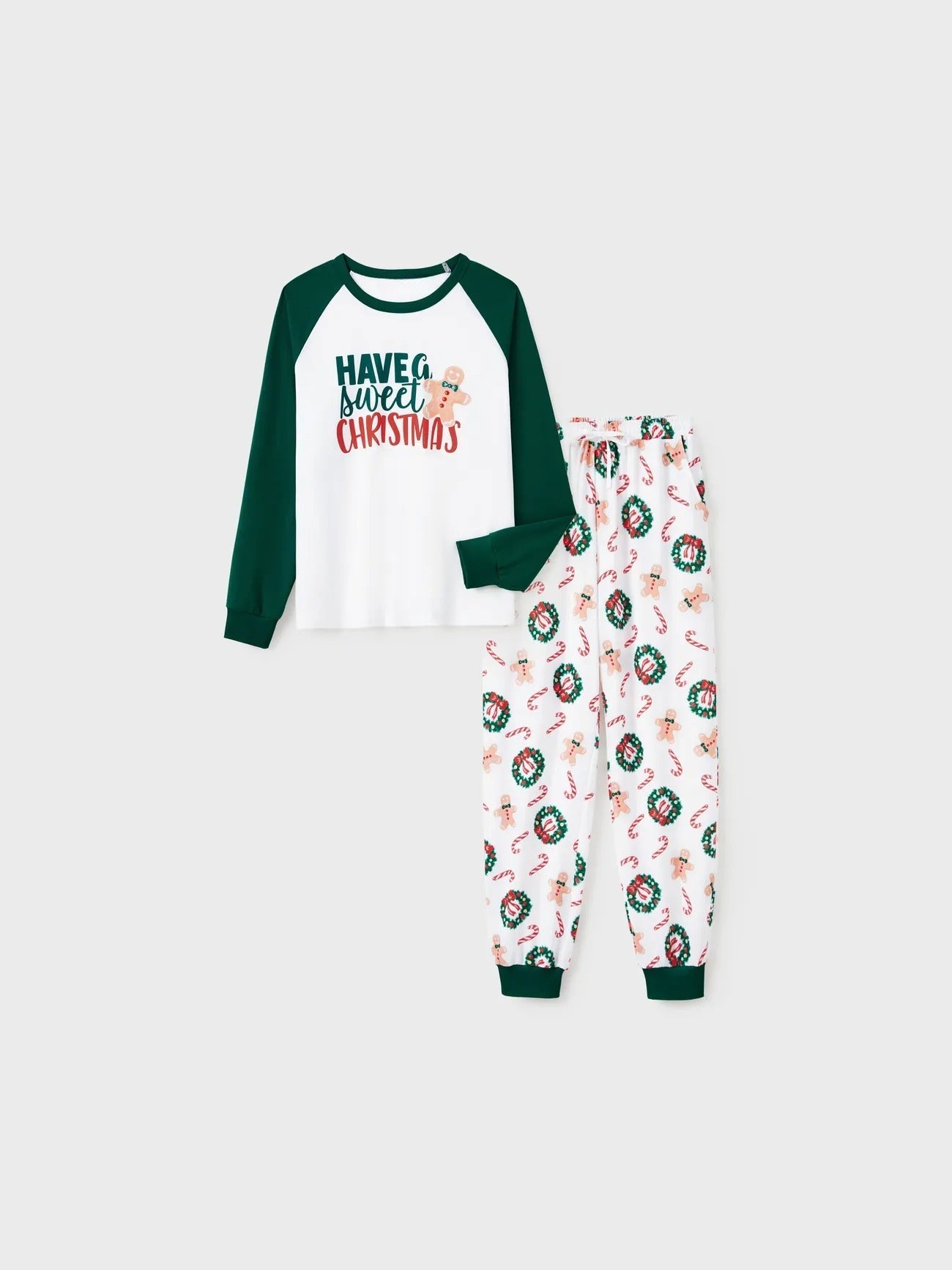 Conjunto de pijama familiar a juego con pan de jengibre y corona