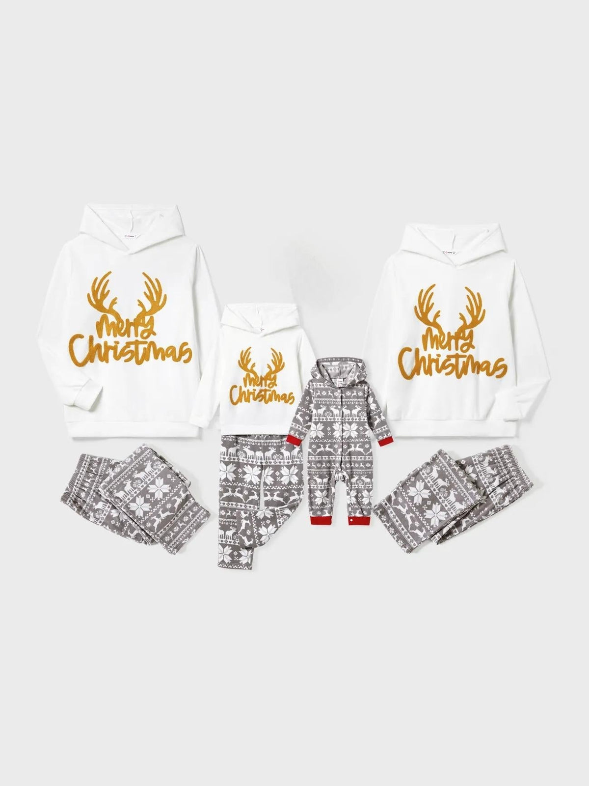 Conjunto de pijama con capucha y letras bordadas a juego para toda la familia en Navidad 