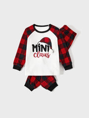 Conjunto familiar de pijama a cuadros y top con temática de Papá Noel