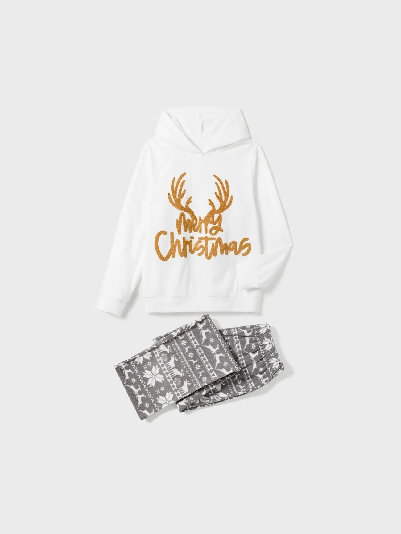 Conjunto de pijama con capucha y letras bordadas a juego para toda la familia en Navidad 