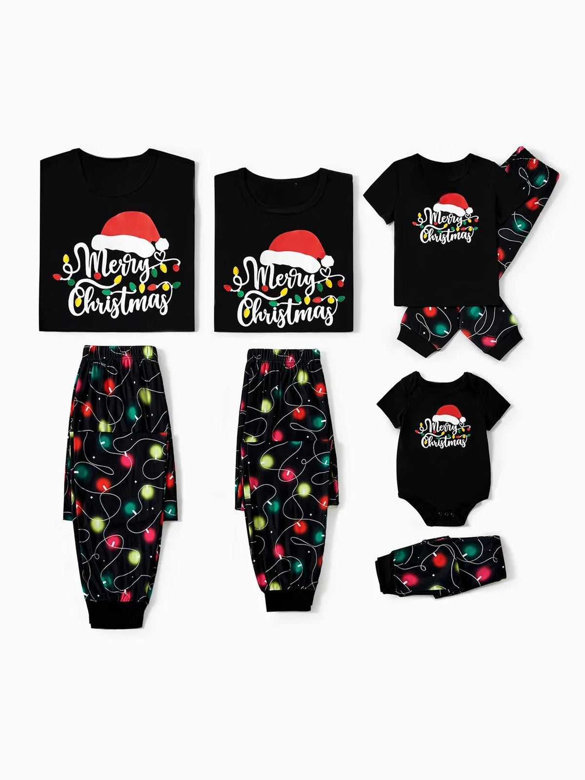 Christmas Family Matching Light Bulb Print Short Sleeves Pajama Set