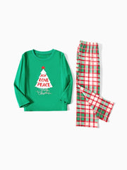 Conjunto de pijama familiar a juego "Navidad, alegría y paz"