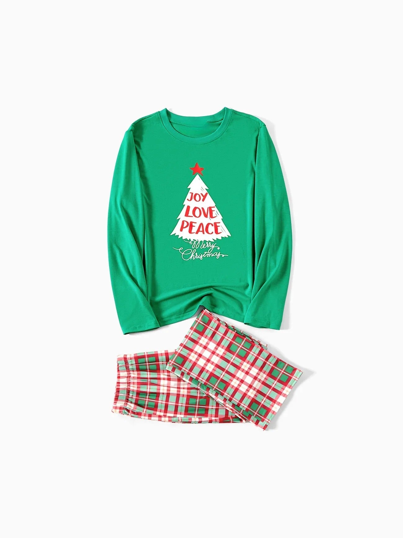 Conjunto de pijama familiar a juego "Navidad, alegría y paz"